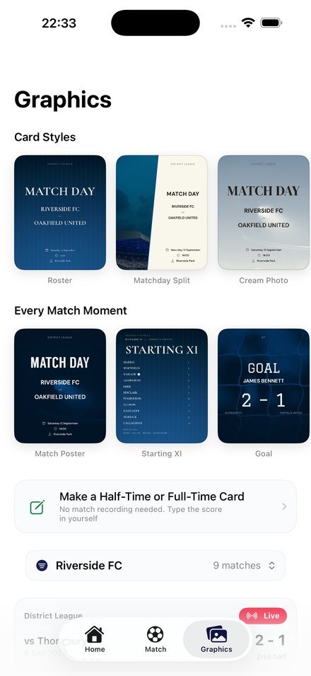 The graphics tab, showing card styles and match moments.